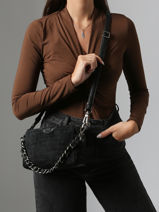 Cross Body Tas Vintage Leder Mila louise Zwart vintage 23673KRC-vue-porte